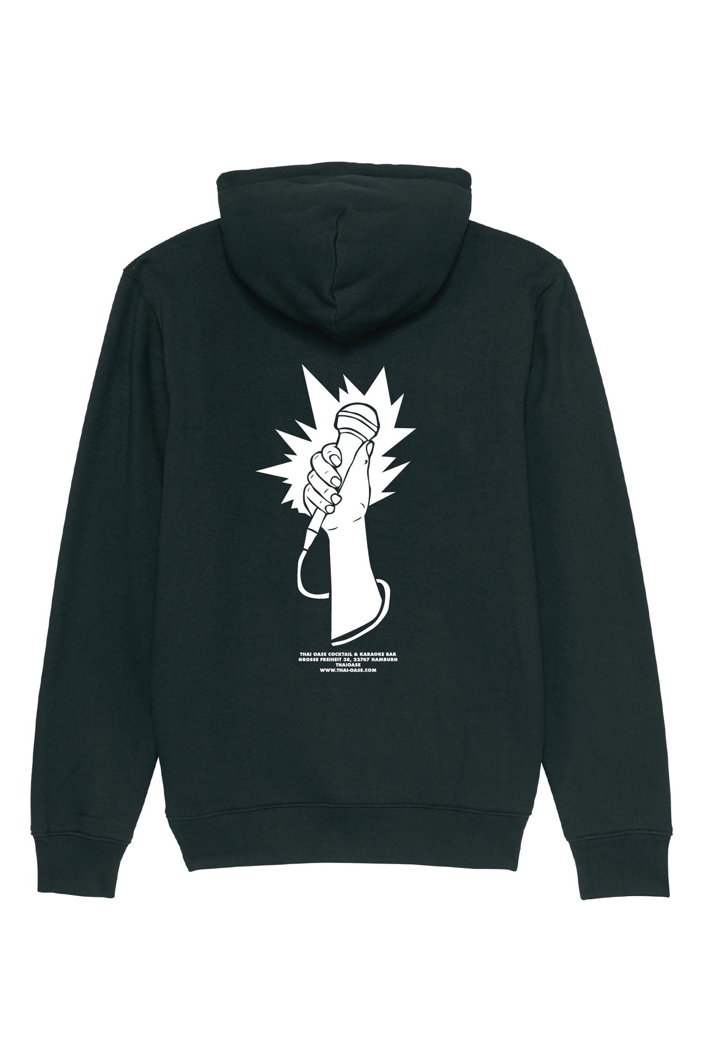 Thai Oase schwarzer Hoodie mit weißem Logoprint